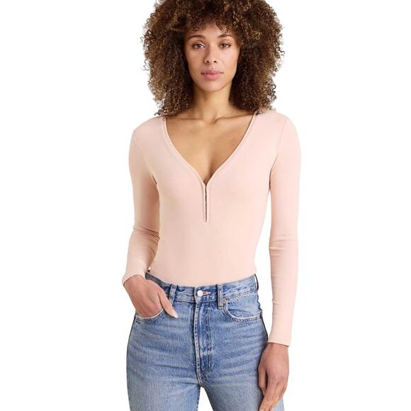 Nuuds Hook & Eye Bodysuit in Pink Ribbon Long Sleeve Size Medium - Picture 1 of 6